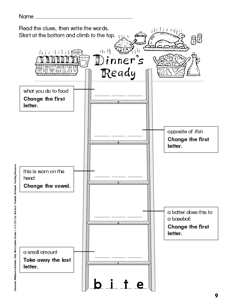 Daily Word Ladders for Interactive Whiteboards Grades 1-2